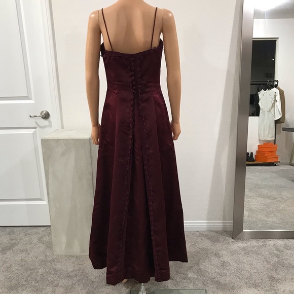 Merlot Red Long Train Mermaid Gown Cocktail Dress - Picture 5 of 14